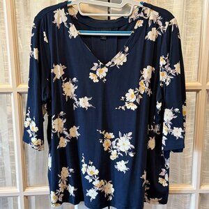 J. Jill 3/4 Sleeve Floral Blouse
